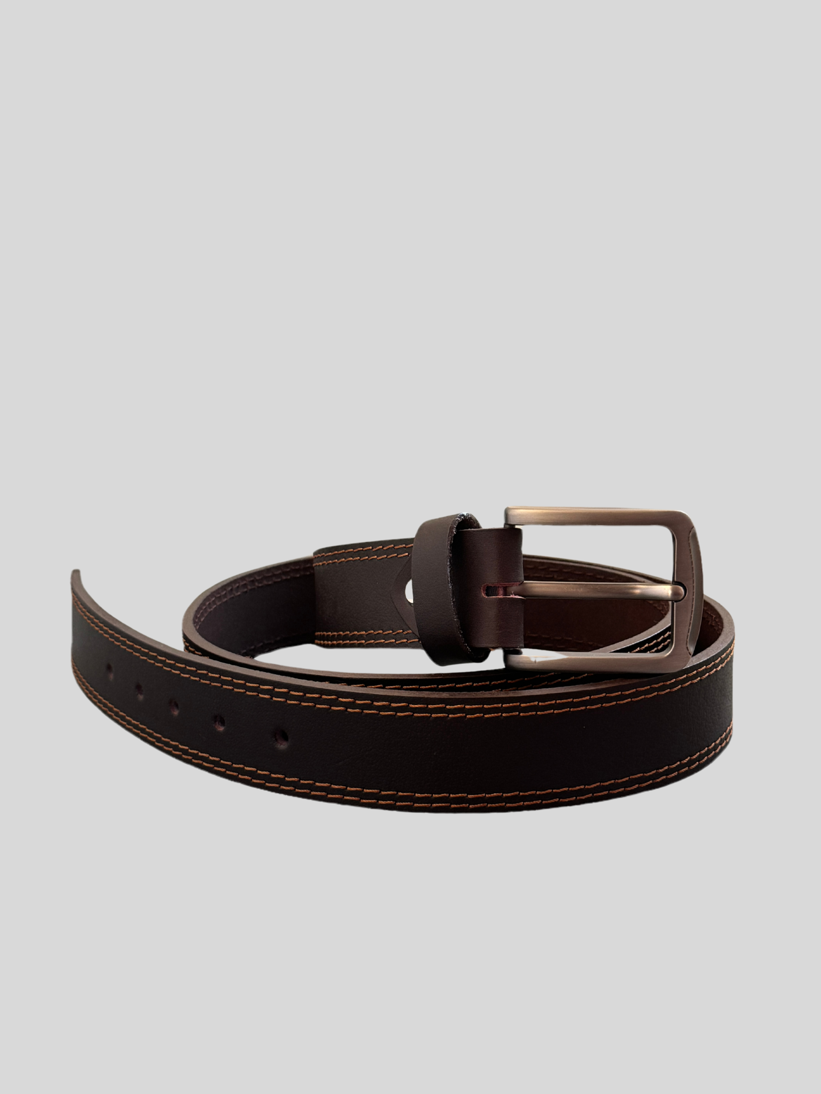 Premium Full-Grain Leather Belt – Dark Brown with Contrast Stitching