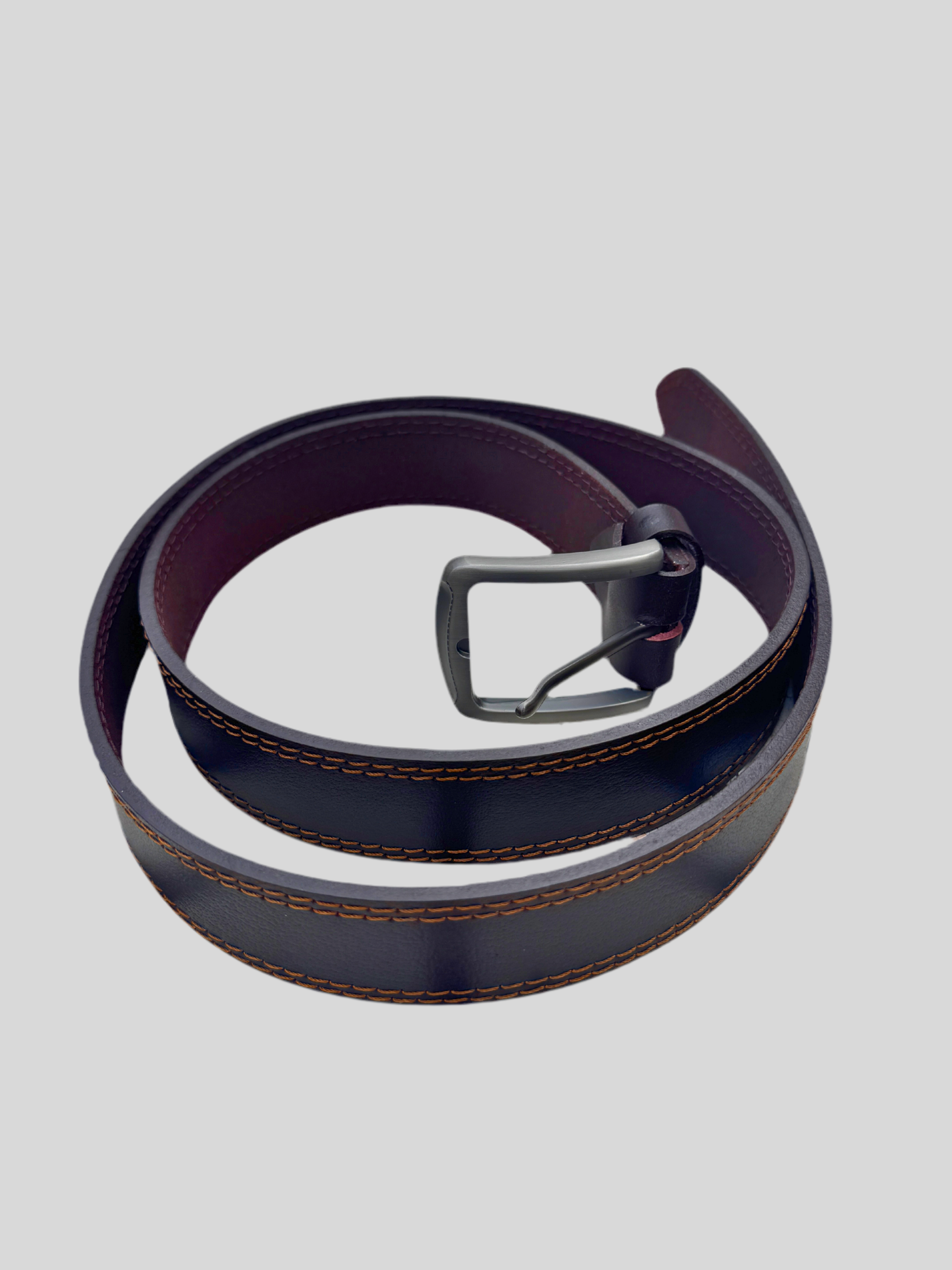 Premium Full-Grain Leather Belt – Dark Brown with Contrast Stitching