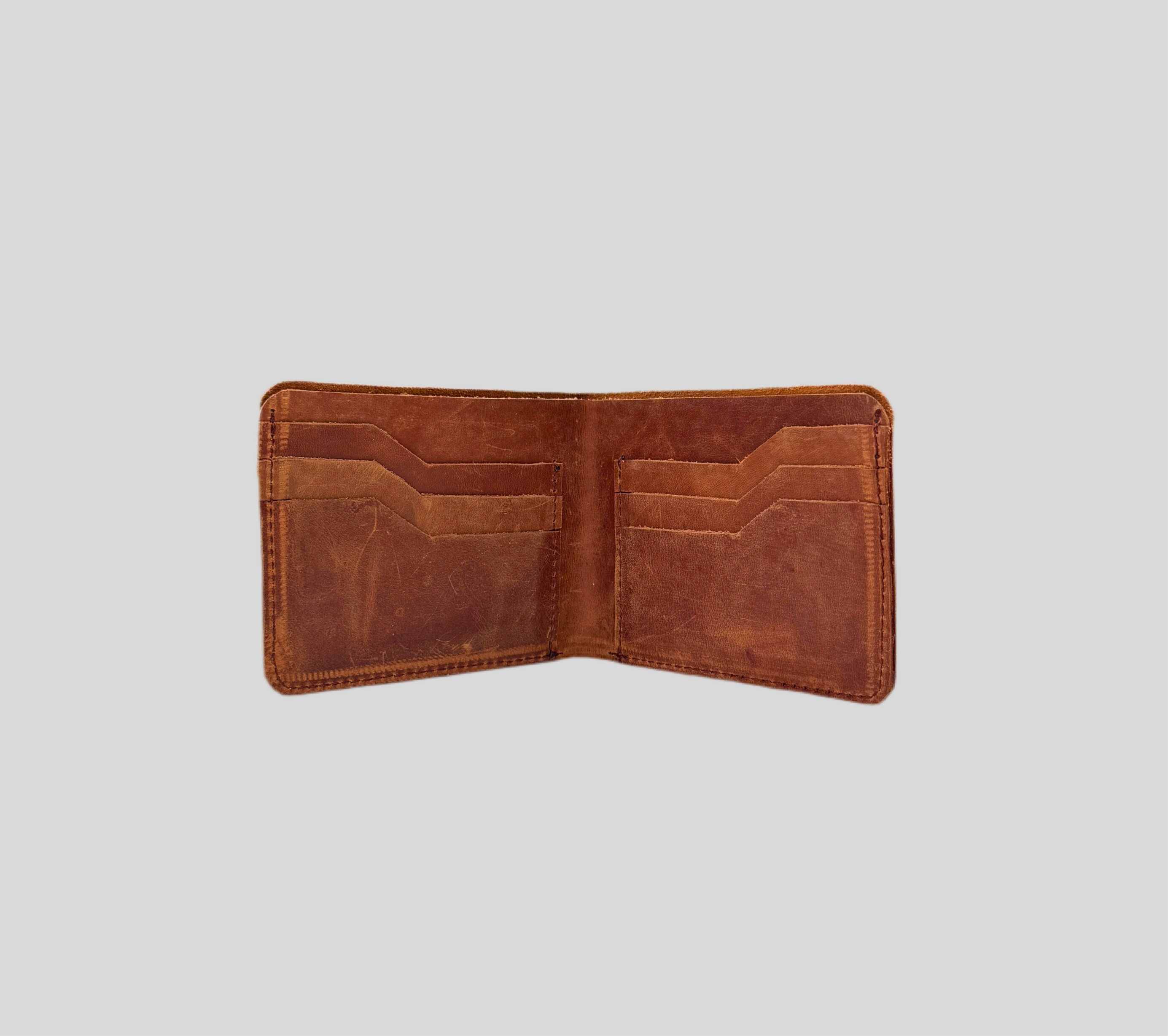 Rustic Brown Distressed Leather Slim Bifold Wallet