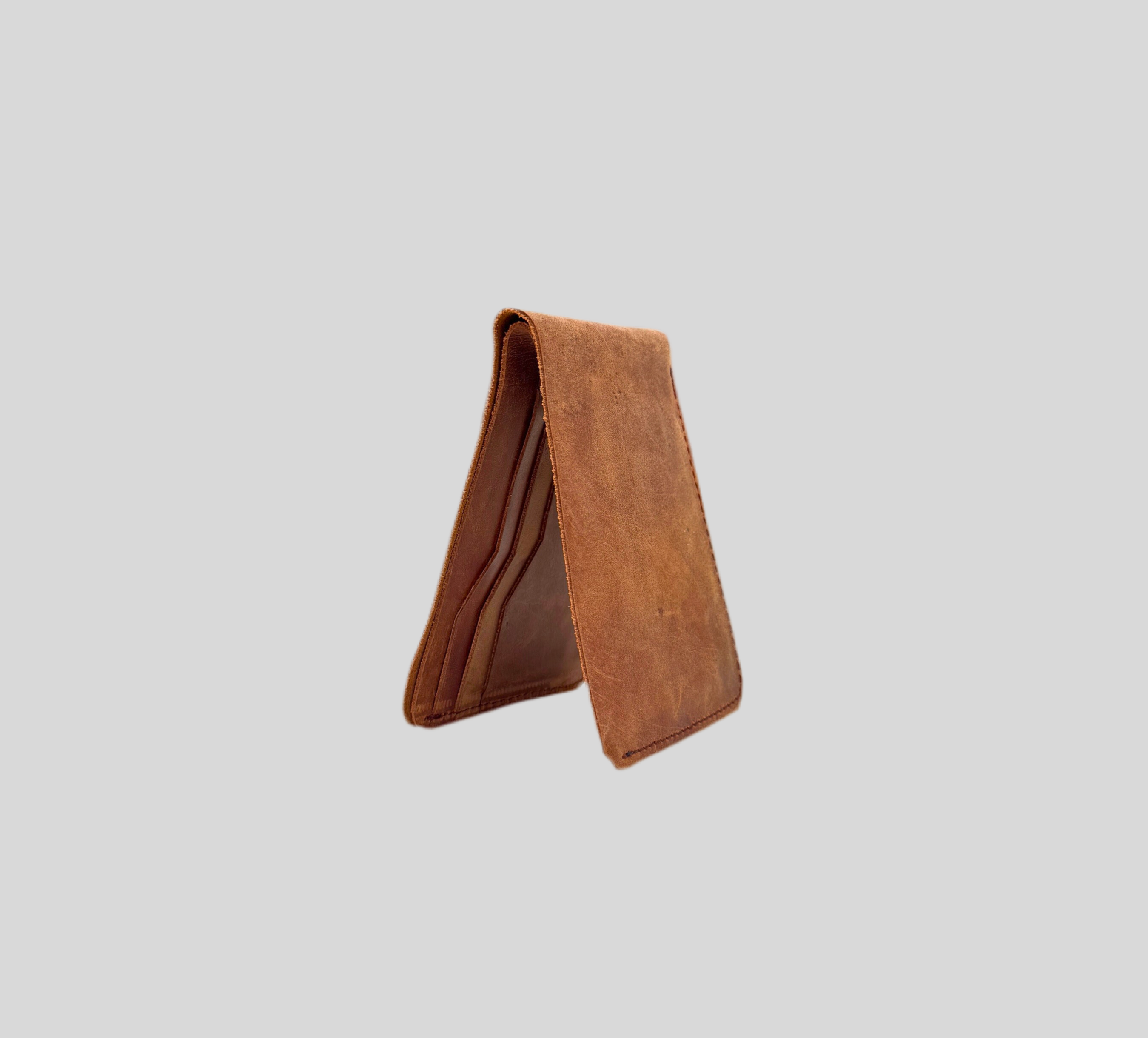 Rustic Brown Distressed Leather Slim Bifold Wallet