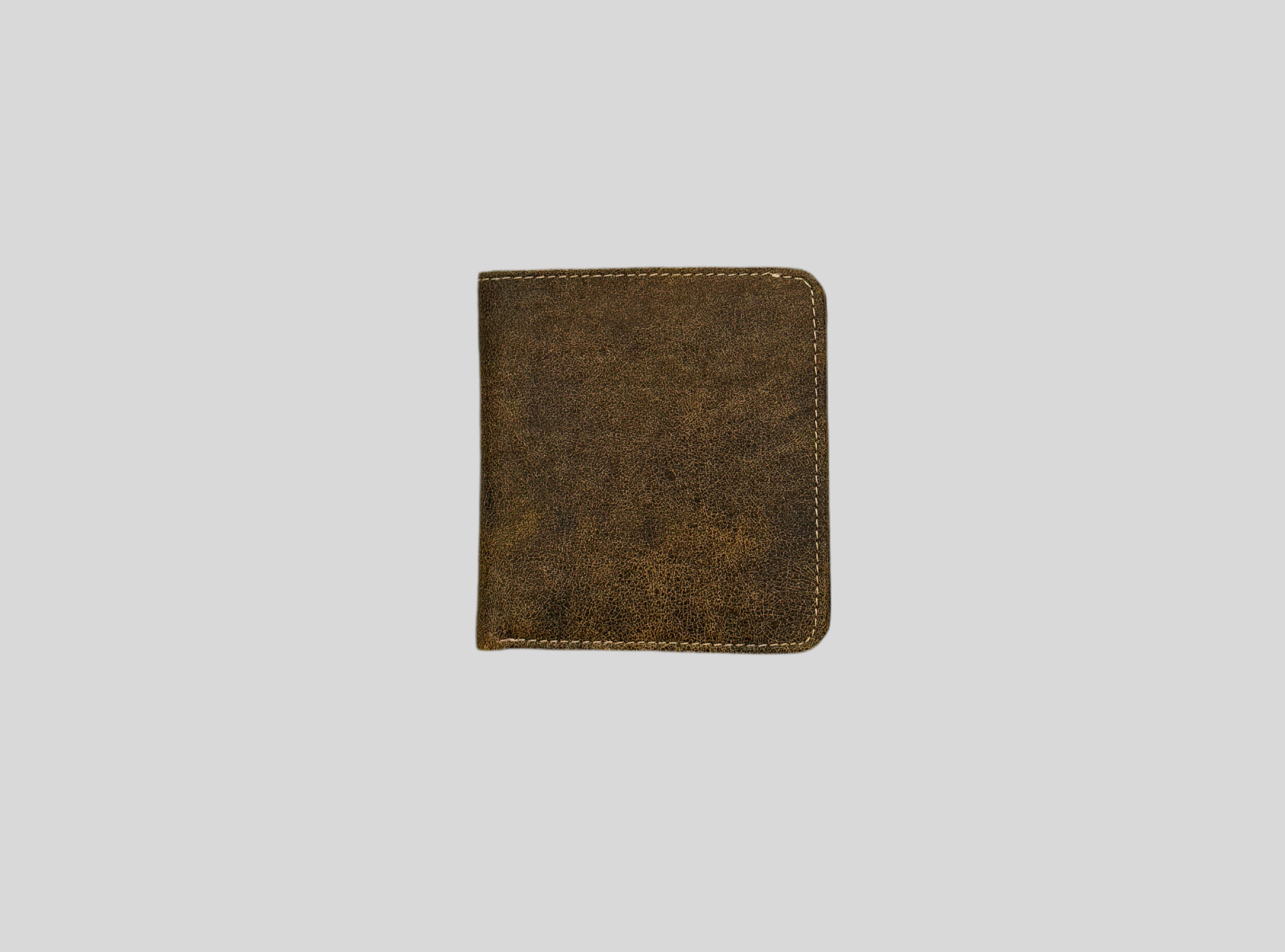Vintage Distressed Leather Bifold Wallet with Coin Pocket