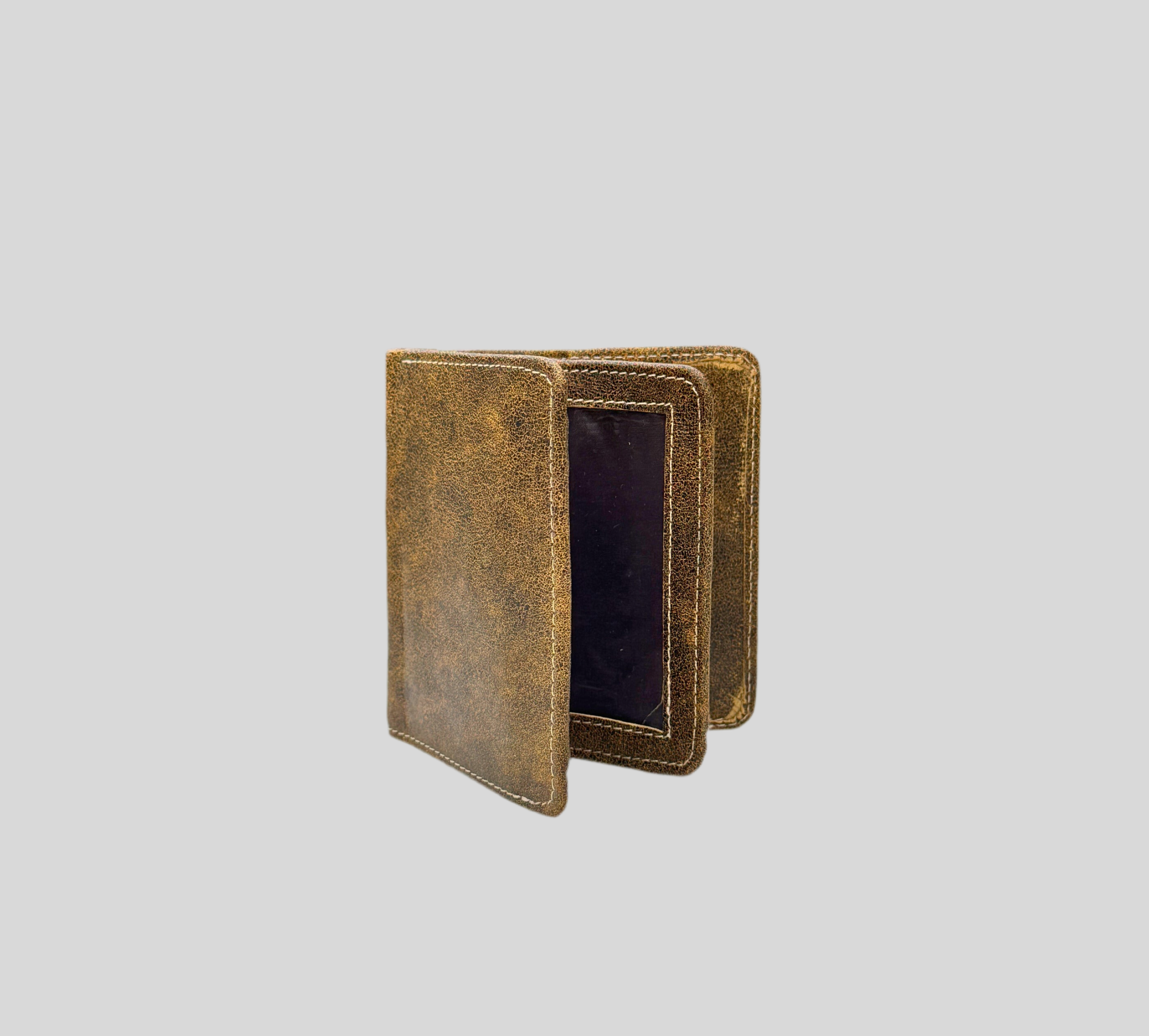 Vintage Distressed Leather Bifold Wallet with Coin Pocket