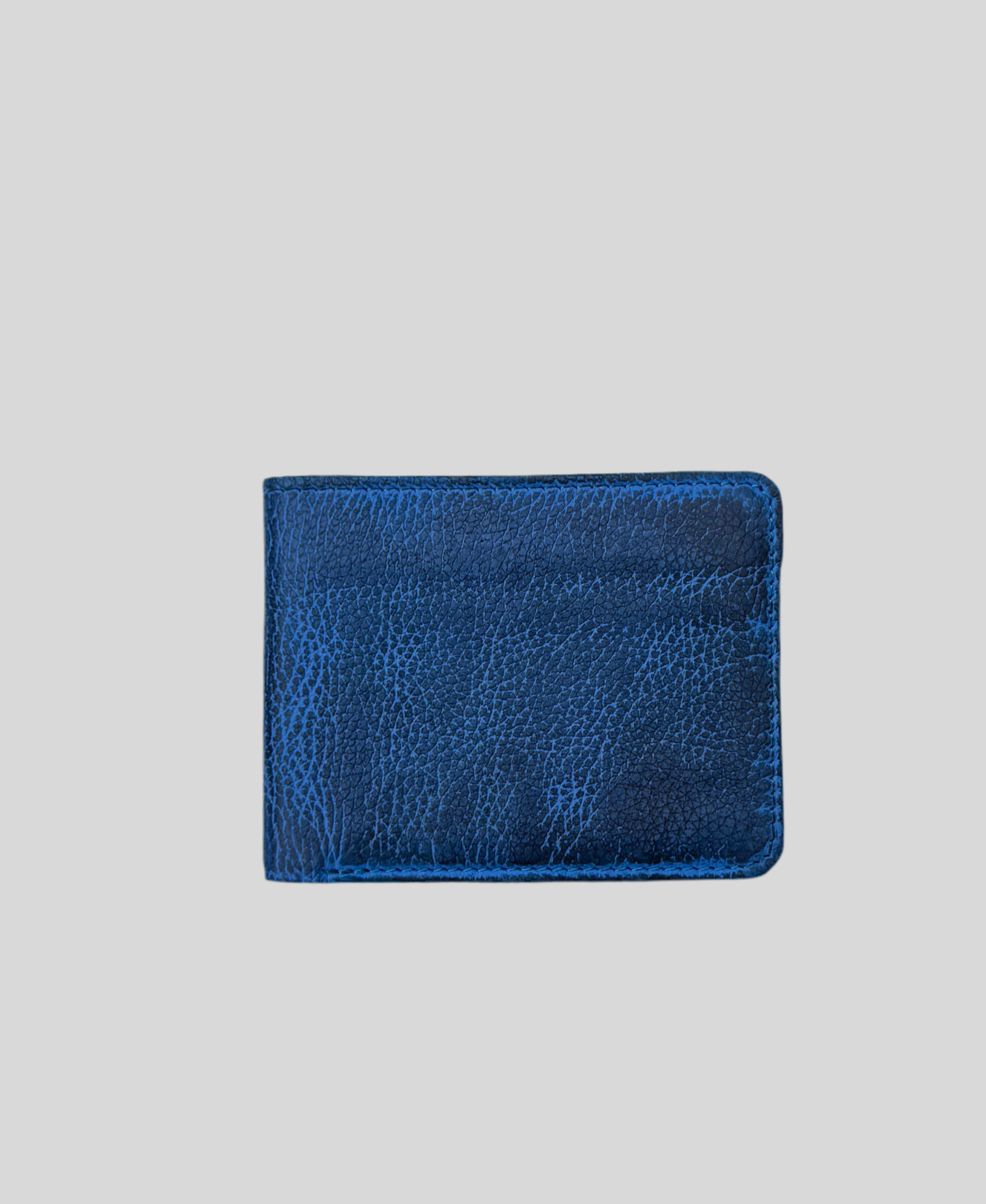 Cobalt Blue Distressed Leather Slim Bifold Wallet