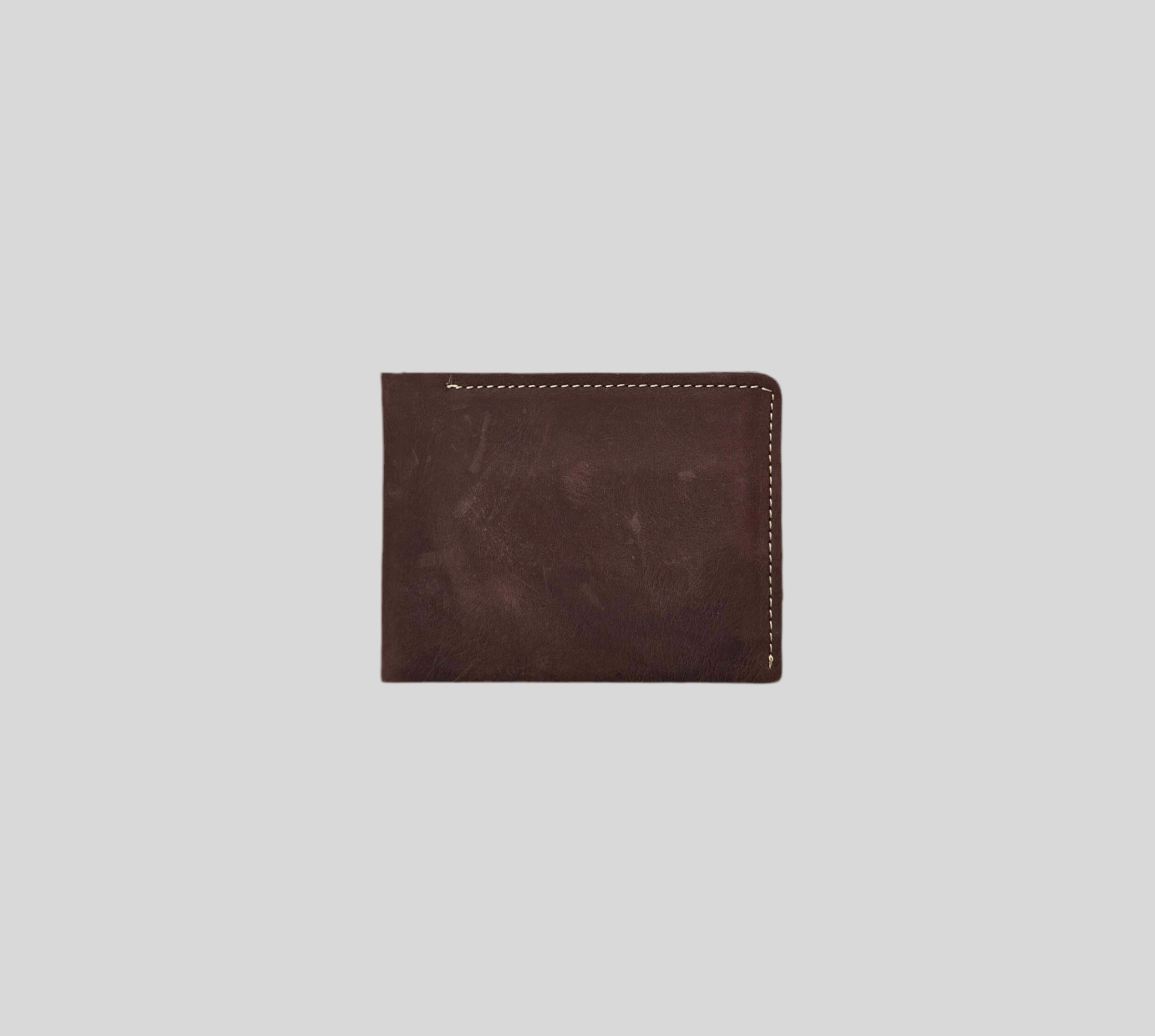 Dark Rustic Brown Distressed Leather Slim Bifold Wallet