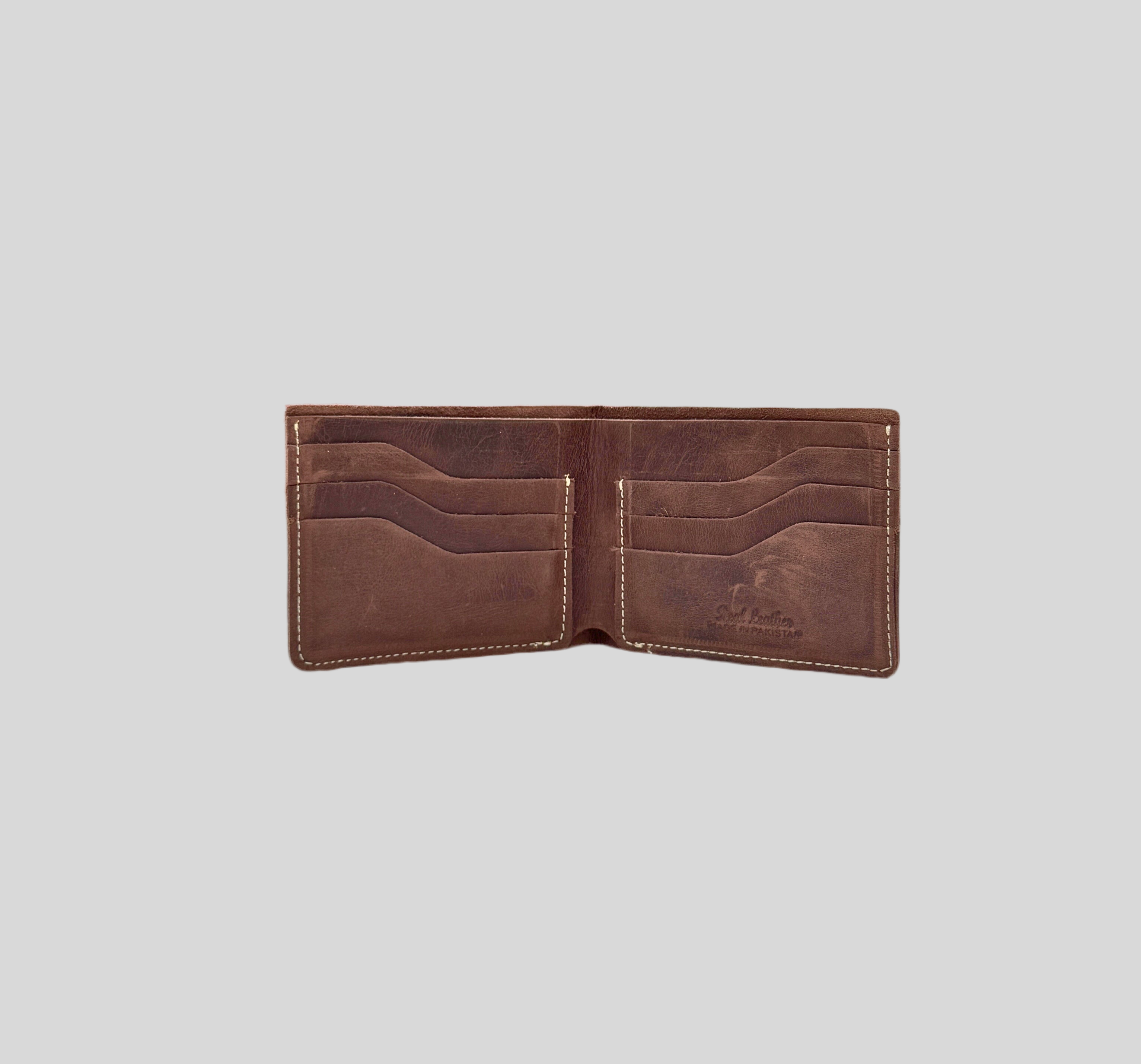 Dark Rustic Brown Distressed Leather Slim Bifold Wallet