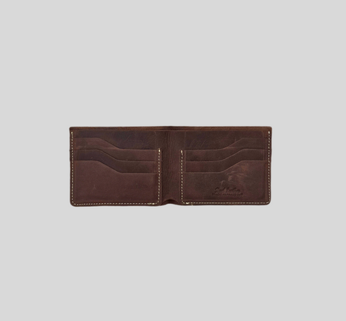 Dark Rustic Brown Distressed Leather Slim Bifold Wallet