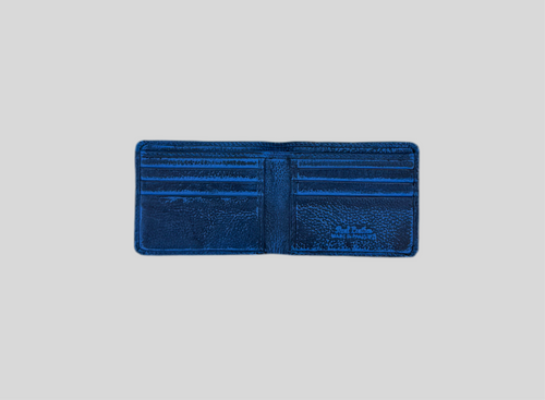Cobalt Blue Distressed Leather Slim Bifold Wallet
