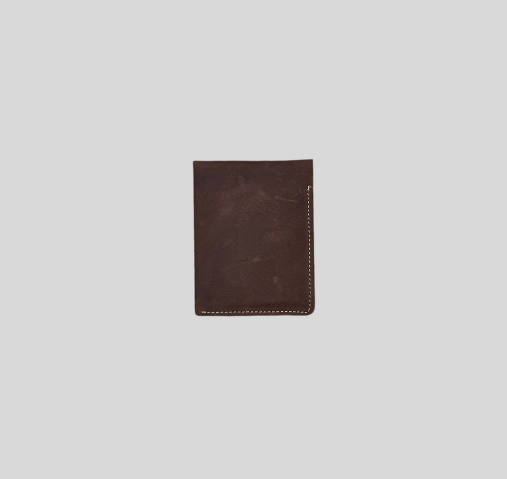Dark Rustic Brown Distressed Leather Slim Bifold Wallet