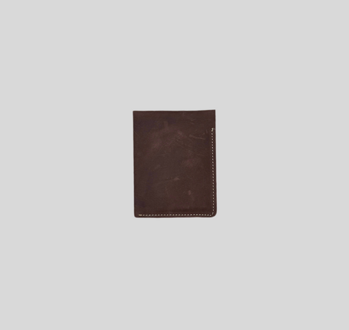 Dark Rustic Brown Distressed Leather Slim Bifold Wallet