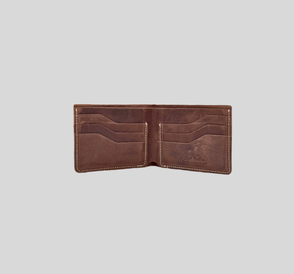 Dark Rustic Brown Distressed Leather Slim Bifold Wallet